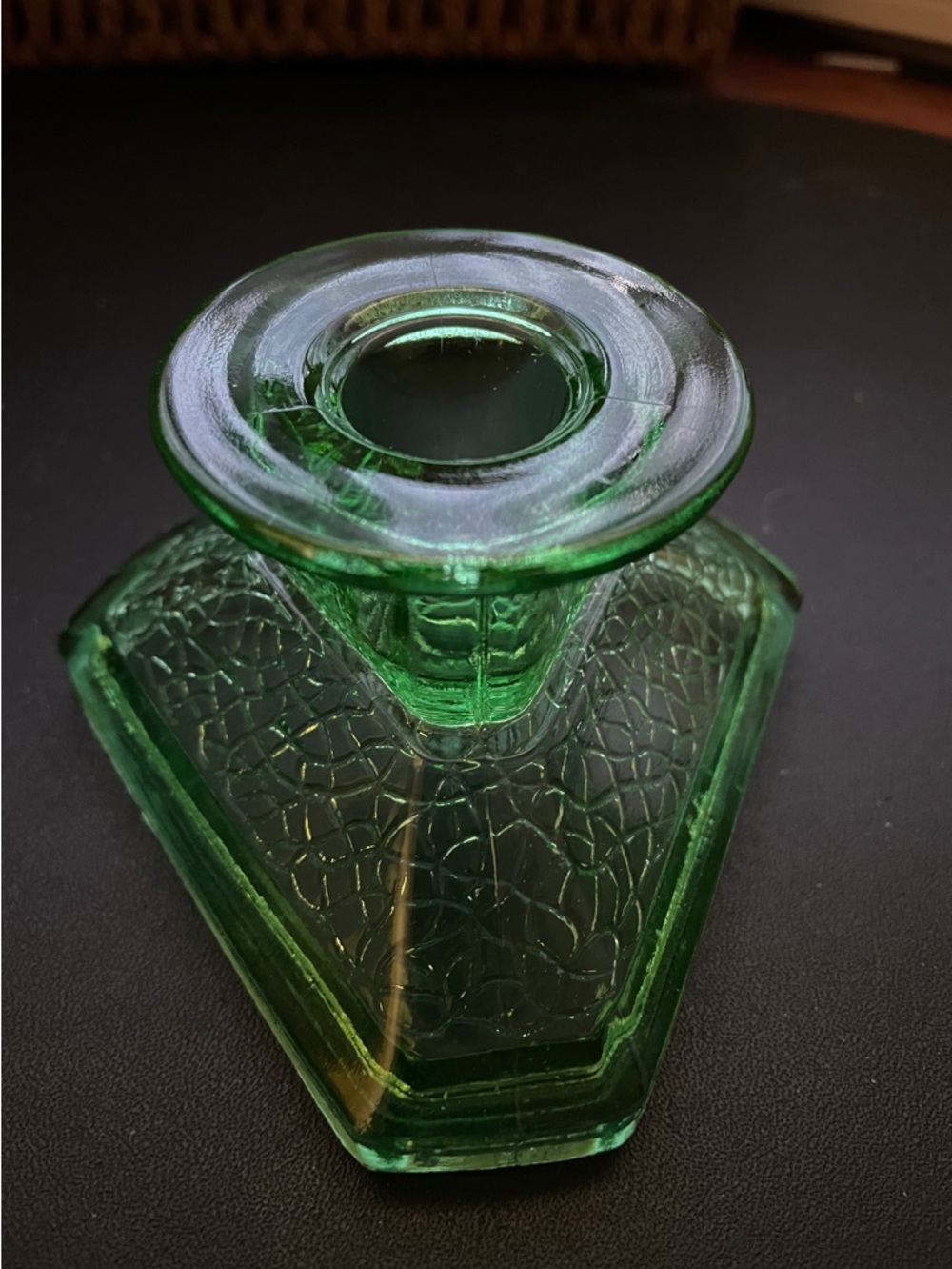 Green Glass Candlestick Pair - Home Accents